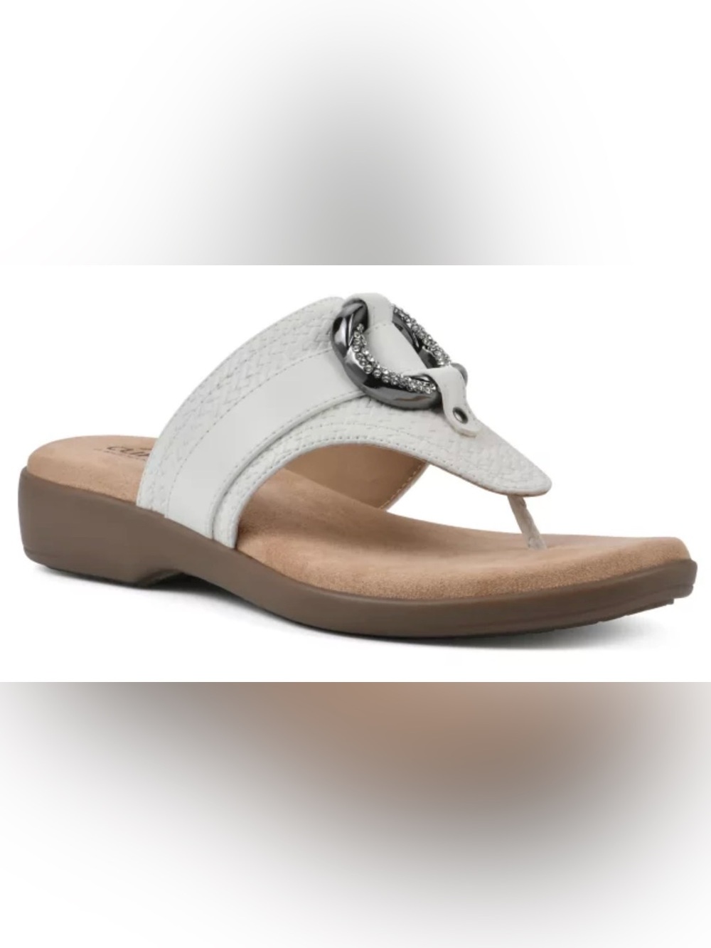 Cliffs by White Mountain Benedict White Woven Thong Sandal Size 8 (NIB)